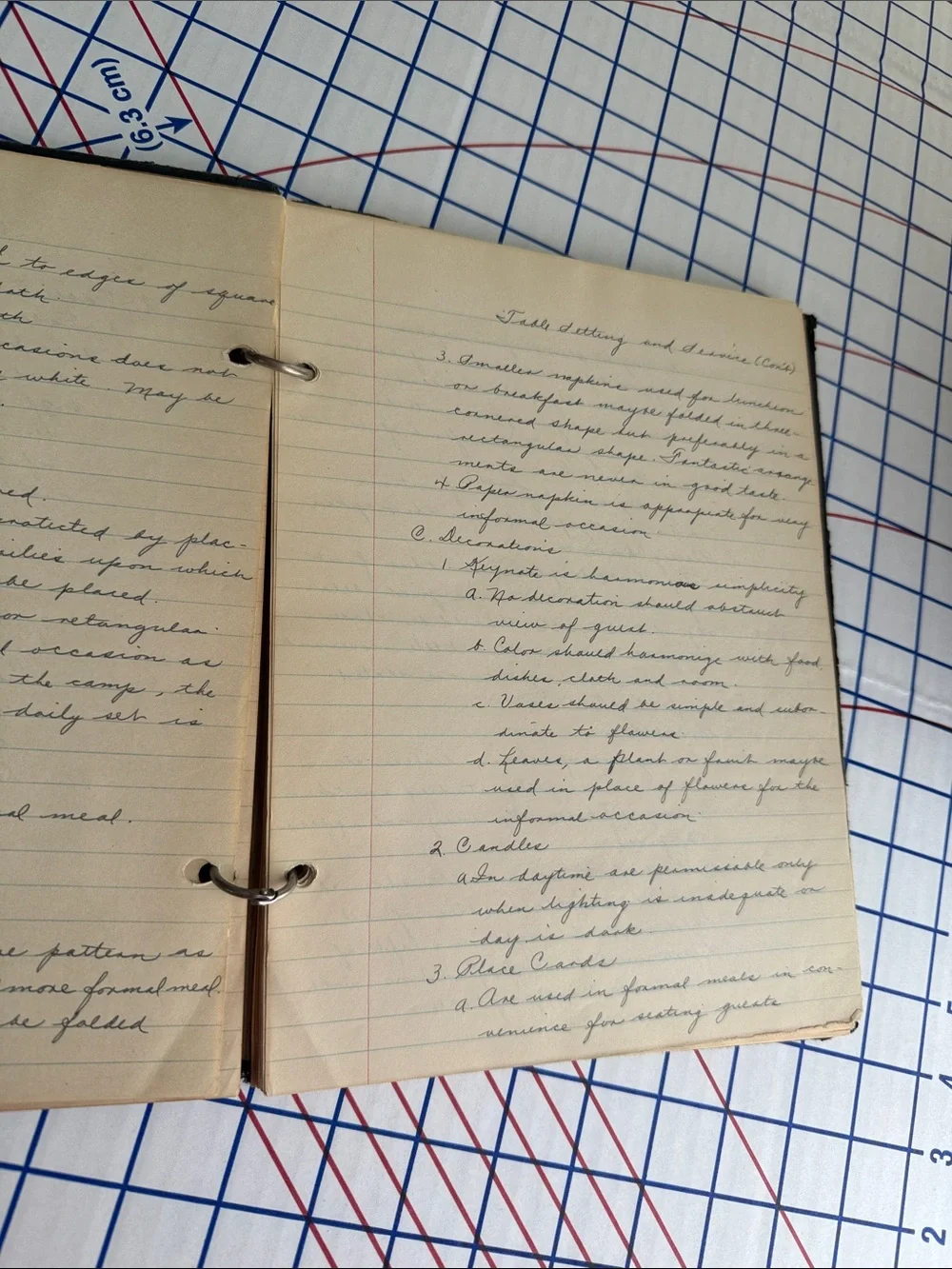 1934 Home Economics Notebook Table Setting & Service Domestic Science Etiquette
